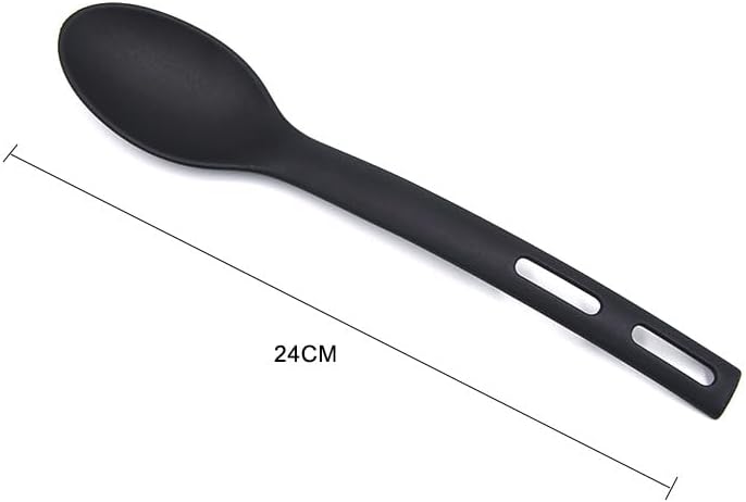 Miniatura 5 de Herramientas de cocina de cocina 3 piezas Mini Nylon Utensilios de cocina Set Slotted Turner Solid Spoon Tenedor Niños Herramientas de cena (negro)