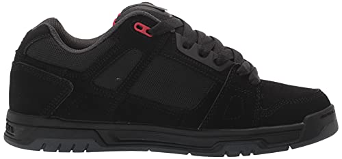DC Men's Stag Low Top Skate Shoe, Black/Grey/RED, 8