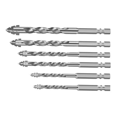 Gazechimp 四刃鋸歯状偏心ドリルビットセット 六角シャンク シンプル組み立てアクセサリー 高強度 タイル 木材 鋳鉄用, 6個