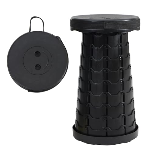 Wind Tour Portable Telescoping Foldable Stool - Lightweight Outdoor Essential for Camping Picnicking Park Leisure Fishing Hiking & BBQ (Black)