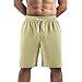 Men's Casual Shorts Elastic Waist Drawstring Lightweight Outdoor Summer Beach Shorts with Pockets Hiking Shorts-L Light Gray