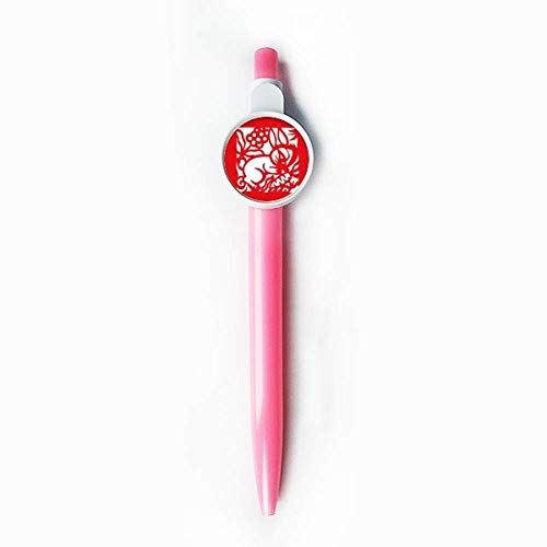 Stylo à bille rétractable lapins papier Chine zodiaque bleu anti-bavure