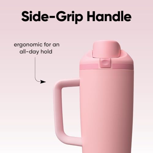 Image of Owala FreeSip Tumbler Insulated Stainless Steel Water Bottle with Built-in Straw and Side Handle, For Travel, Work, School, and Sports, 30oz, BPA Free, Leak Proof, Rose Quartz