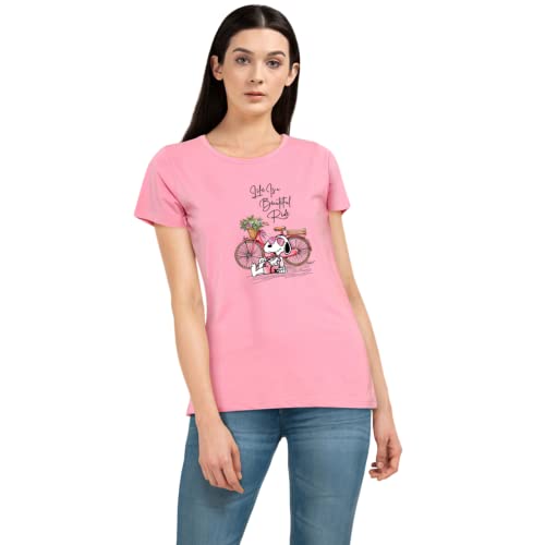 Image of Women's, Round Neck, Half-Sleeve, Printed, Cotton, Regular Fit, T-Shirt for Women