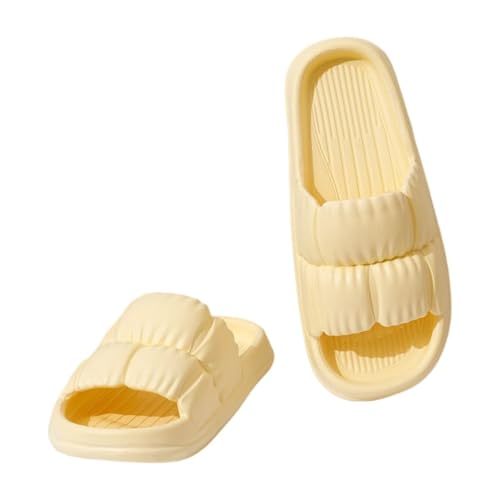 Non-Slip Quick-Dry Shower Slippers for Women & Men, Ultra-Soft Cushion Thick Sole, Summer Indoor/Outdoor Bath Slides, Comfortable Home Shower Shoes（Size：36-37，Yellow）- 1 Pair
