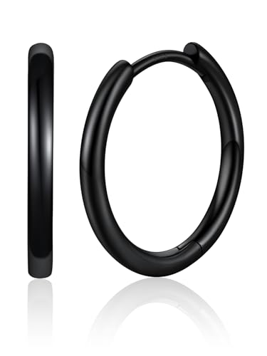 Image of Silvora 14K Gold Plated Huggie Hoop Earrings for Women, Small Sterling Silver Hoops, Hypoallergenic Cartilage Earrings for Sensitive Ears 8 /10 /12 /14 /16 /18 /20MM