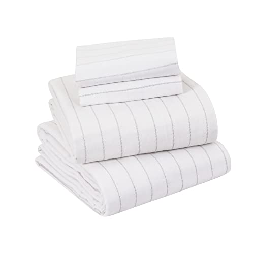 Flannel Sheet Set - White Pin Stripe -Twin by Sleepdown - Used condition - US$18.32