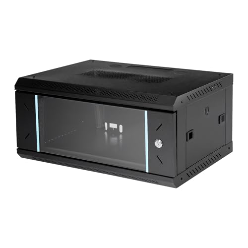 4U Wall Mount Server Rack Cabinet 19-Inch Network Enclosure with Locking Tempered Glass Door & Air Vents 23.6 Deep for IT Equipment in Offices/Data Centers (300lb Capacity)