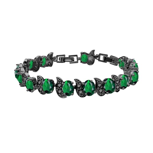 Image of LMXXVJ Fashion Tennis Bracelet Created Emerald White Gold Plated Charm Bracelet Gifts Jewelry for Women
