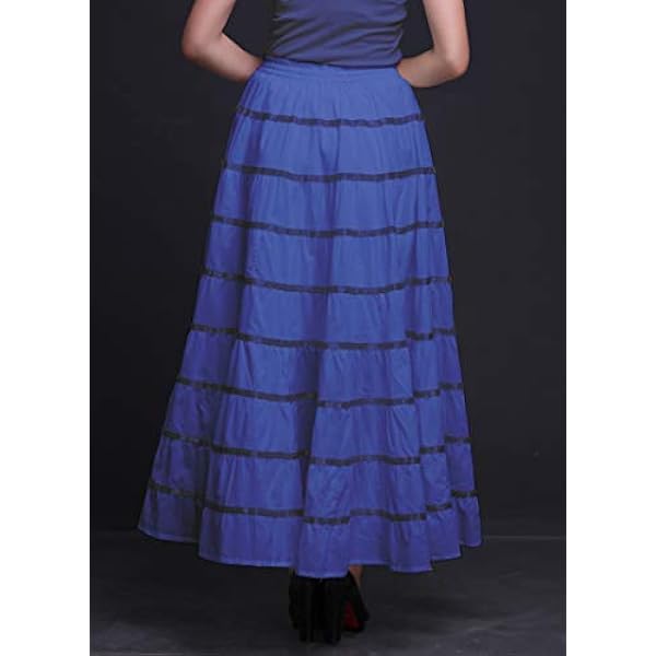 Phagun Gonna Lunga da Spiaggia in Cotone Lungo Solido per Abbigliamento Estivo da Donna con Gonna Elastica in Vita