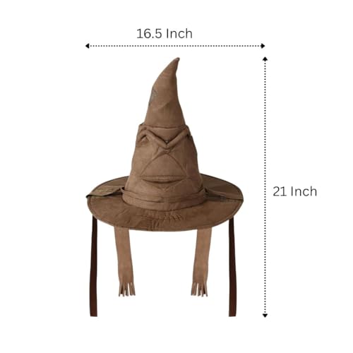 Image of Wanna Party Harry The Magician Sorting Hat Costume Accessory - Faux Suede, Adjustable, Wired Rim Hat, Patches & Straps for all Harry The Magician Fans