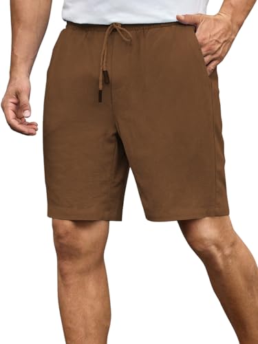 Image of GRECIILOOKS Linen Short For Men| Linen Shorts For Men Stylish |Men's Casual Summer Shorts - Lightweight Drawstring Lounge Short with Pockets, Breathable Relaxed Fit Athletic Sweat Short's