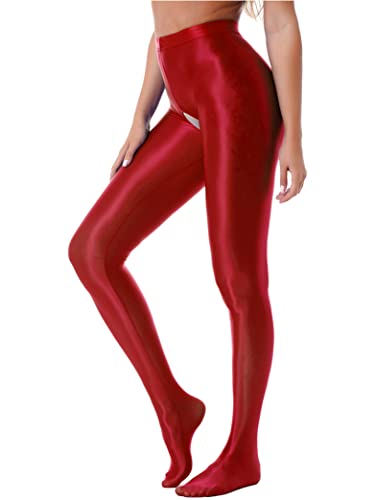 Women Oil Silk Glossy Footed Opaque Pantyhose Hollow Out Tights Legging Stocking Lingerie4