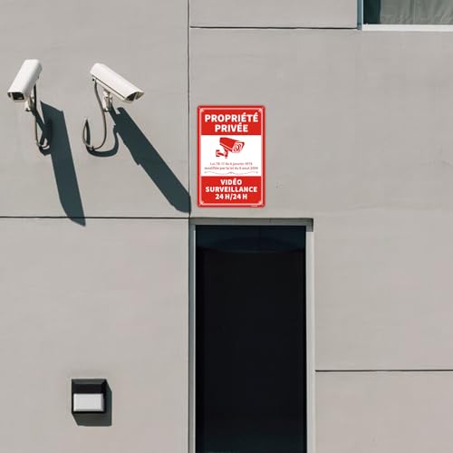 Acuxiaza 2 Pièces Panneau Video Surveillance en Aluminium, 20x30 cm – vue 6
