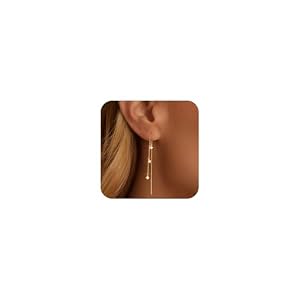 NECOCY Valentine’s Day Gift 14K Gold/Silver Plated Dangle Earrings for Women Dainty Long Hanging Chain Earrings Trendy Dangling CZ/Pearl Threader Earrings for Women Jewelry