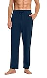 Butrends Herren Jogginghose Baumwolle Yoga Freizeithose Atmungsaktiv Sweathose offenem Boden Trainingshose Herren lang Sporthose mit Tasche Navy blau, M