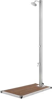 Home & Garden,Muebles de jardín ducha con base marrón 220 cm acero inoxidable