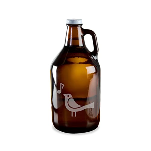 Milk Mug Designs Singing Song Bird Music Note Etched Glass Beer Growler 64 oz