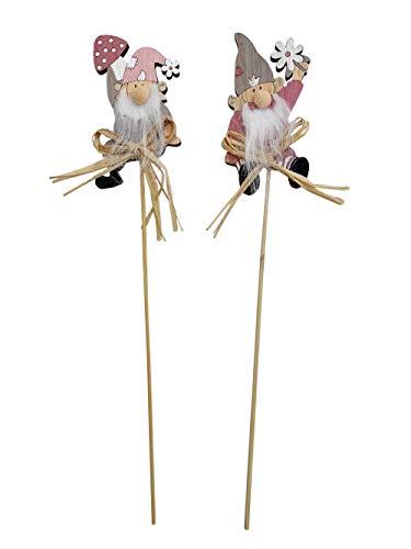 itsisa Blumenstecker aus Holz Wichtel (2er Set) - Frühlingsdeko,...