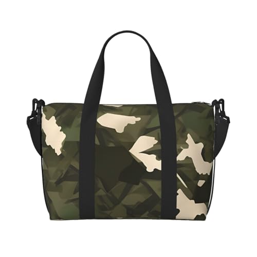 Travel Duffel Bag for Men Gym Bag, Army camouflage Luggage Bag with Shoulder Strap, Large Gym Tote Bag for Women, Weekender Overnight Bag, Foldable Carry on Bag for Airplane
