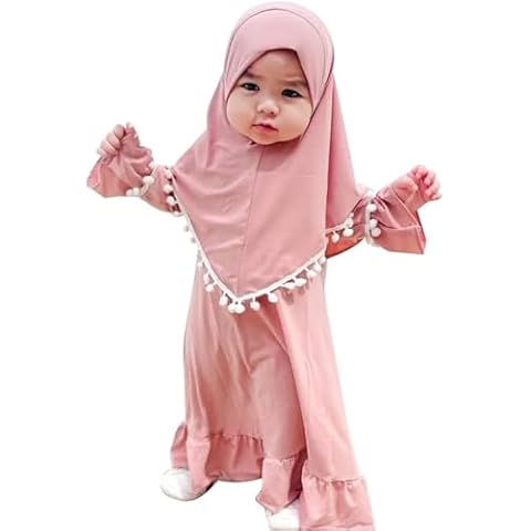 Baby Girls Islamic Prayer Dress with Hijab Cover