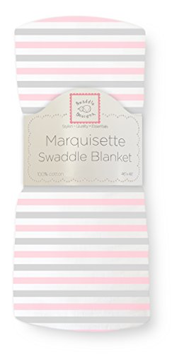 Image of SwaddleDesigns Marquisette Receiving Swaddle Blanket for Baby Boys & Girls, Soft Premium Cotton Muslin, Best Shower Gift, Pastel Pink Simple Stripes, Parent Picks Award Winner
