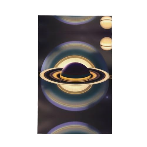 LiuMng Schönes Waffel-Küchentuch mit Saturn-Druck, schnell trocknend,...