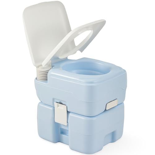 YITAHOME 5.28 Gallon Portable Toilet Camping Porta Potty with Diagonal Enlarged Bowl, Hand Sprayer and Press Flush Pump, Space Saving Indoor Outdoor T