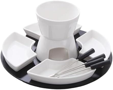 FewNvWa Home Tea Light Candle Fondue Set Butter Heater for Chocolate Caramel (White) - 5