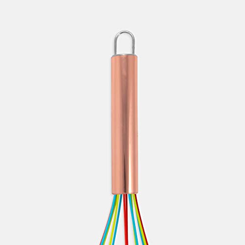 ExcelSteel 230 Perfect Durable Gift for Mixing Easy to Clean Up Silicone Tri-Color Whisk, 8\", Rose Gold - Thumbnail 3