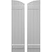 Ekena Millwork ARW101BE414X51PRH Americraft Four 2 Exterior Real Wood Joined Board-n-Batten Shutters w/Elliptical Top (Per Pair), 14"W x 51"H, Primed