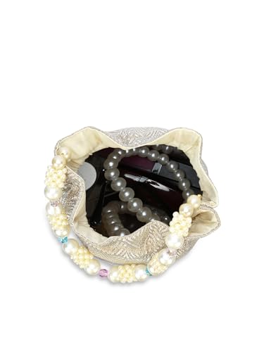 Image of Lavie Signature Women's Bisbee Pearl Handle Potli Bags | Pouches for Festive Party | Batwa Bag Bridal Purse | Gift For Women
