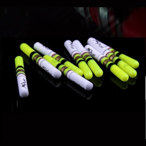Besshepplo 10 flotadores LED de pesca, aparejos de pesca, flotadores luminosos CR322, funciona con pilas, distancia visual de 30 metros (batería no incluida) (verde)