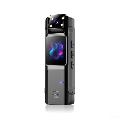 Valixirant Corpo 1080P con lente di rotazione a 180°, videoregistratore portatile indossabile con schermo da 1,3 pollici, sicurezza all'aperto, viaggi, sport, forze dell'ordine, nero (P1 WiFi set