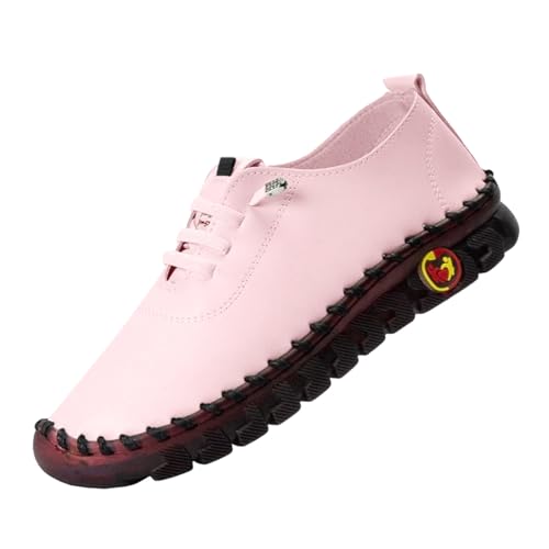 2026 Zapatos de cuero hechos a mano zapatos casuales mujer zapatos de senderismo suela plana zapatos de caminar zapatos de fitness de color sólido con cordones zapatos de leopardo transpirables