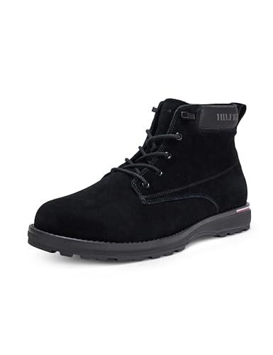 Tommy Hilfiger Botas Hombre Corporate Outdoor Suede Boot de Piel, Negro (Black), 40 EU
