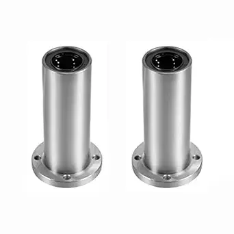 HiPicco Linear Ball Bearings, LMF25LUU 25mm Extra Long Round Flange Linear Motion Bushing Double Side Rubber Sealed for 25mm Linear Shaft CNC Machine 3D Printer 2 Pack
