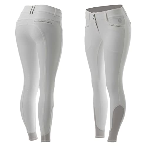 Equinavia Victoria Women's Silicone Full Seat Breeches | Elegant Design | Breathable Fabric - White - 26
