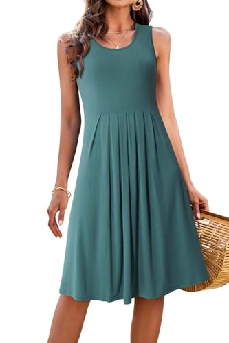 Image of KILIG Women Soft Casual Beach Sundress Floral Pleated Vintage Tank Dress 2026