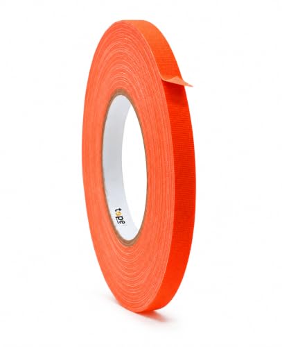 WOD Gaffer Tape, Fluorescent Orange Low Gloss Finish Film, 1/2 inch x 60 ft. Residue Free, Non Reflective Cloth Fabric, Secure Cords, Water Resistant, Photography, Filming Backdrop, Production