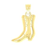 14k Yellow Gold Womens Cowboy Boot Fashion Pendant Charm