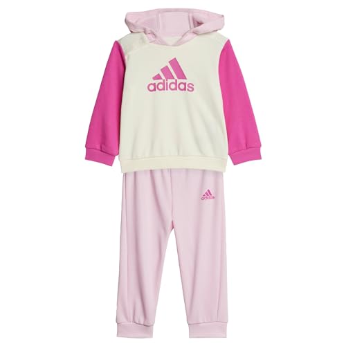adidas Unisex – Niños 0-24 Essentials Colorblock Jogger Set Kids, Ivory/Semi Lucid Fuchsia/Clear Pink, 12-18 meses
