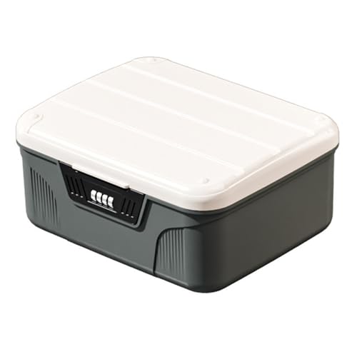 Kalastussaari Medicine Lock Box High Capacity Lockable Storage Box with Partition ＆ Combination Code Fridge Lock Box 4.7x10.3x8.9 Inch, Grey