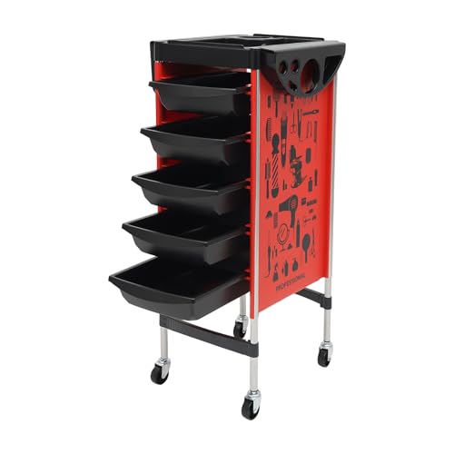 Tyochiaki MR2G24 Friseurwagen mit 5 Schubladen Schwarz/Rot