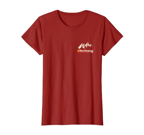 Retro Burlington Vermont VT Mountains Ski T-Shirt, Women, Cranberry Red, 3X-Large