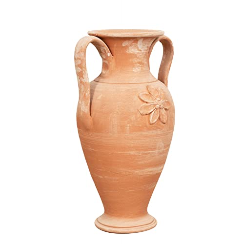 Biscottini Amphore für den Garten, 60 x 30 x 35 cm, aus toskanischem Terrakotta, Amphore für Blumen und Pflanzen