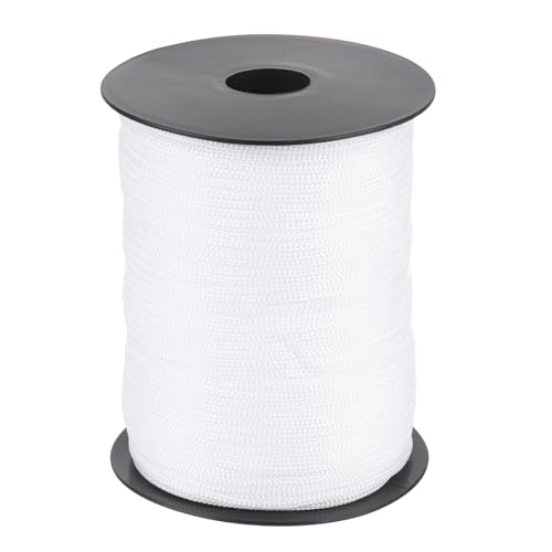 sourcing map 3mm Polypropylene Rope Braided Ropes, 100m Nylon Rope Hollow Utility Cord for Clothesline, Camping, Hiking, Outdoor, Beige White