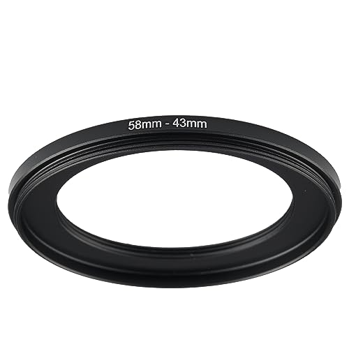 Image of 58mm to 43mm Step-up Adapter Rings Filter Adapter Black Metal Step Down Filter Ring Adapter Compatible with All Brand UV CPL ND Camera Lens Filter Stepping Rings (58mm-43mm)