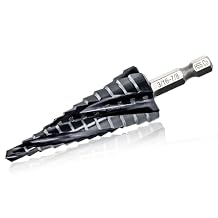 Step Drill Bits M35-3/16"-7/8" Four Spiral Flute Cobalt Step Drill Bit 1/4" Quick Change Shank/Hex Shank High Speed Steel Drill Cone Bits for Metal Aluminum Stainless Steel Wood Plastic