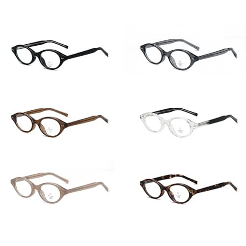 Image of Retro Oval Glasses Frame Men Tr90 Korean Style Women Small Glasses Anti Blue Light Acetate Temple
